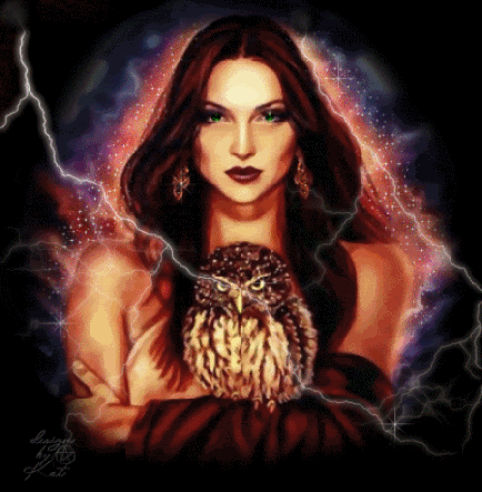 Witch Woman with Owl gif