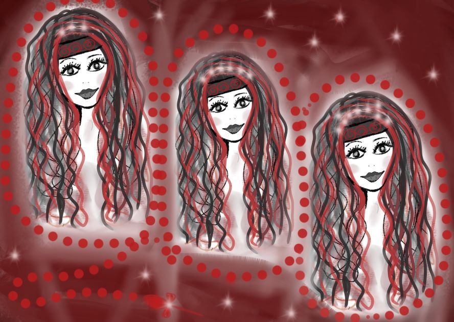 Mystical Red Head Girl Art